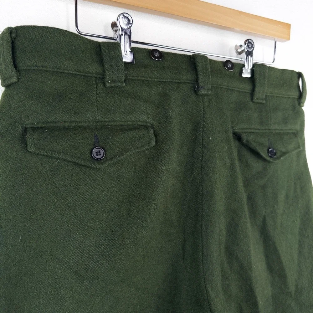 70's Vtg Woolrich Hunting Malone Pants 34x26 Wool Forest Green High Rise 12